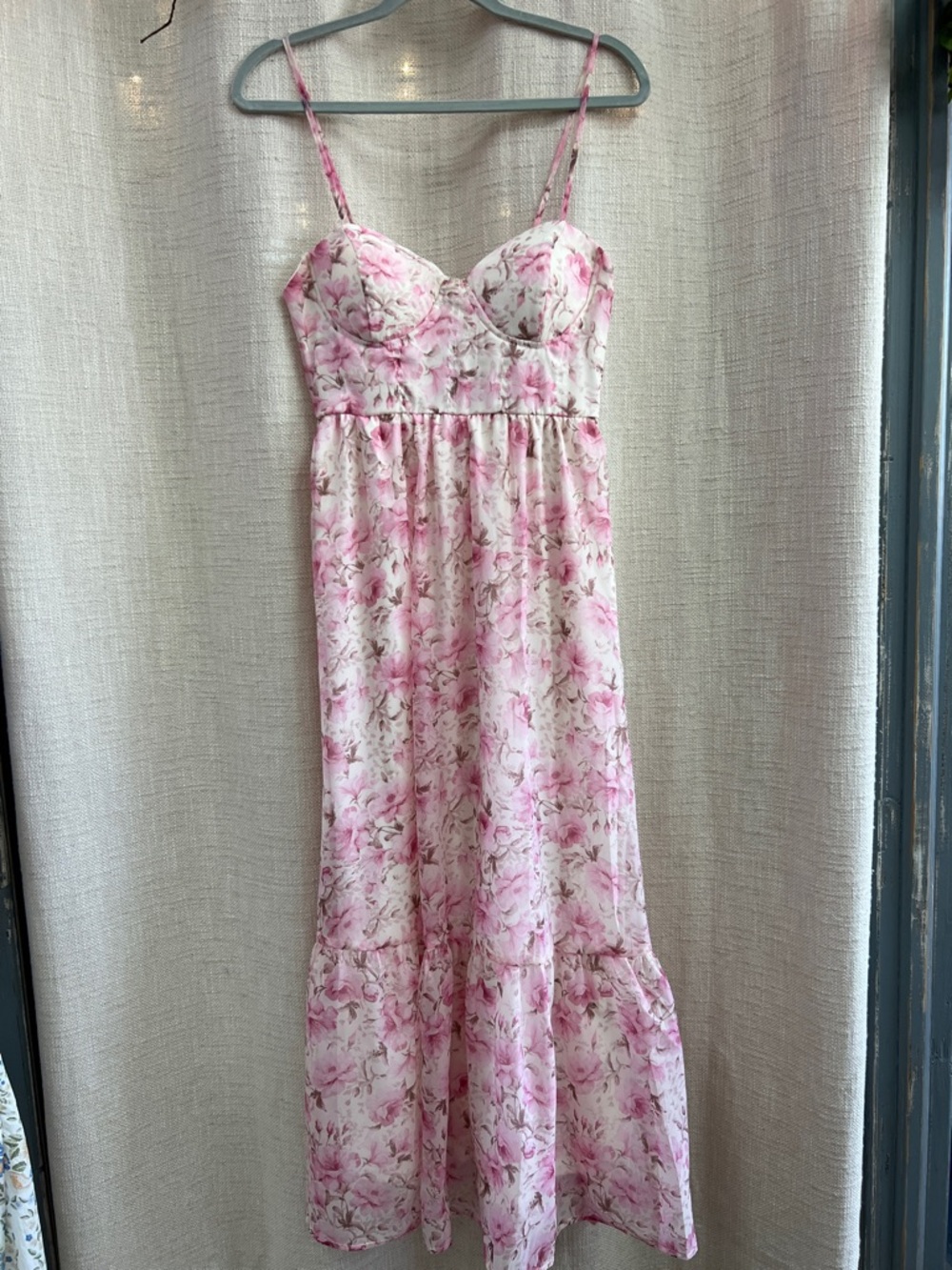 Floral Spaghetti Strap Corset Midi Dress Large - Picture 5 of 9